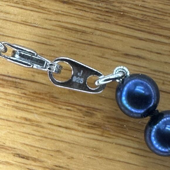 Danbury Mint Necklace Black Pearl Swarovski Crystal 925 Sterling Silver - Picture 9 of 9